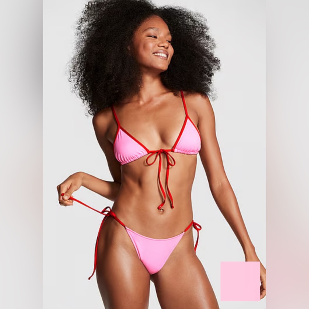 NWT PINK x Frankie’s Bikinis pink bikini top sz L